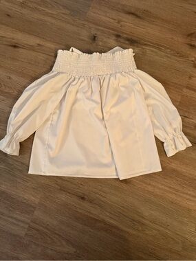 Off-Shoulder Smocked White Blouse